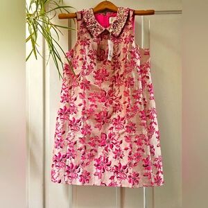  Lilly Puliter Brocade Point Collar Sleeveless Shift Dress